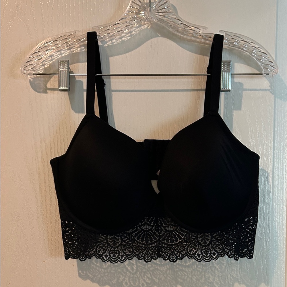 Elegant Black Lace Trim Bra